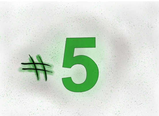 Green "#5" prominently displayed against a light background